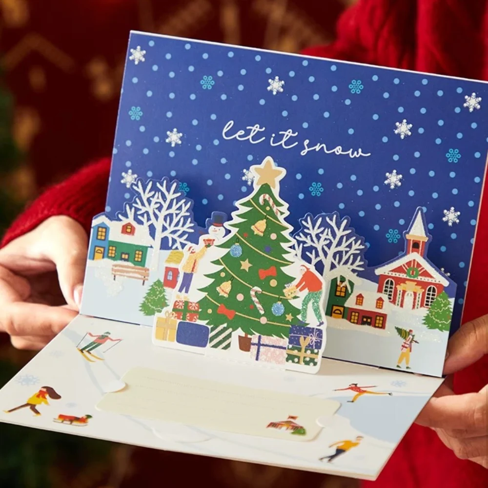 Support small quantity custom printing cute stereo dogs holiday christmas cards