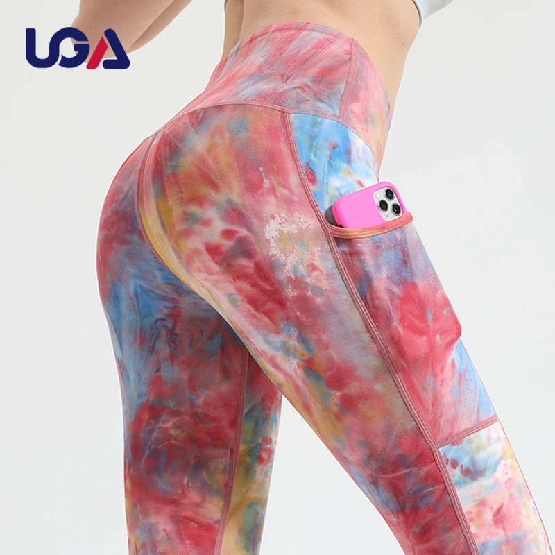 Factory High Waist Bodybuilding Clothes Womens Leggings 2022 Tummy Control Tie Dye Printing Pilates Running Compressed Tights