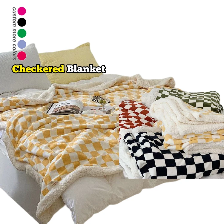 Wholesale Comfortable Throw Flannel Blanket Personalized Chunky Bed Comforter Winter Muslin Organic Checkered Blanket