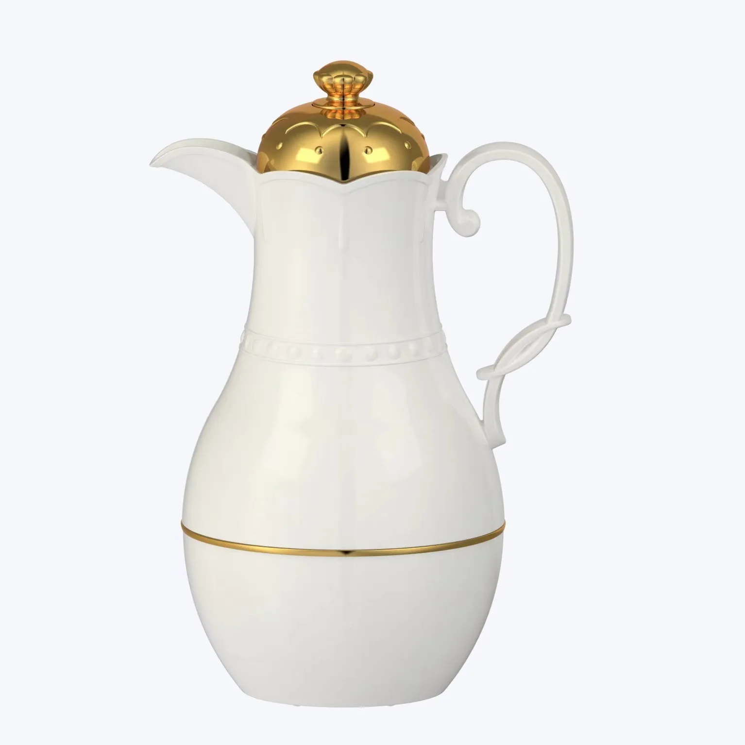 Promotional 2022 Glass Arabic Coffee Pot Gold Coating Tea Jug With Bright Appearance Dallah Thermos For Arabic Coffee