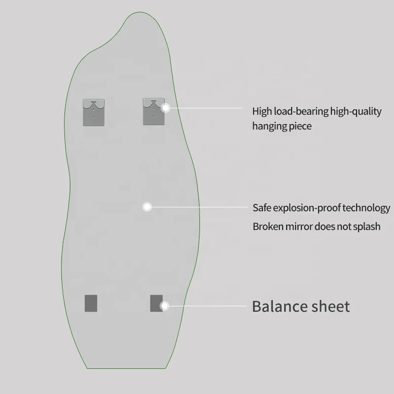New Design Home Decorative Frameless Irregular Wall Mirror Full Body Explosion Proof Dressing Mirror