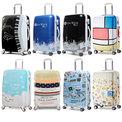 Wholesale Cute Cartoon Hard Shell Sit Kid Safety Spinner Unisex Full Print ABC PC Suitcase Luggage