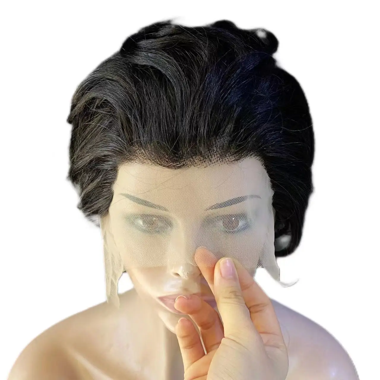 Ruyihair High Temperature Silk Rose Net Wig Perruques Naturel Cheveux Humain Short Curly Wigs Virgin Human Hair Wig For Women