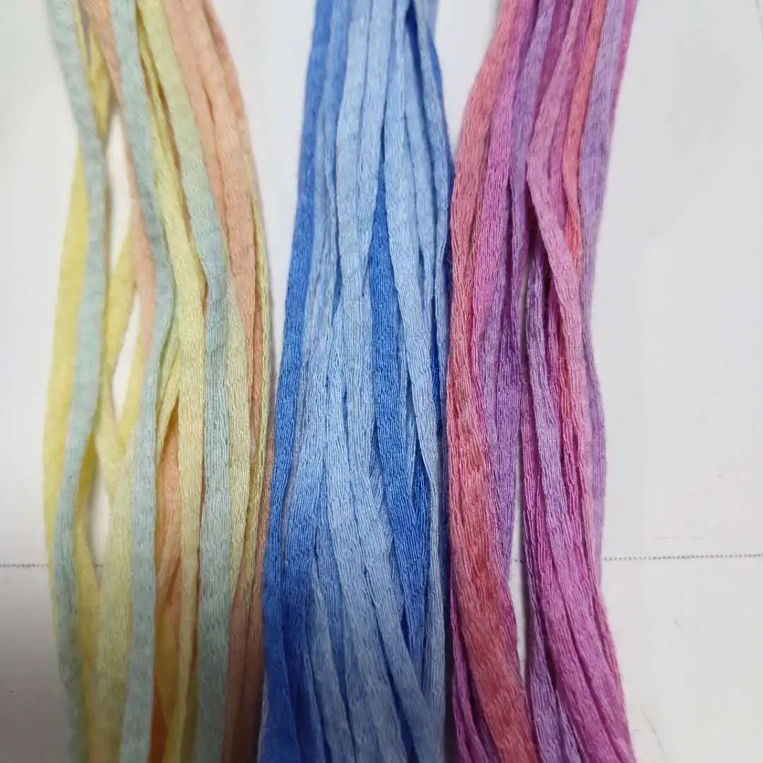 
Wholesale 100% cotton space dyed Ribbon yarn crochet yarn 