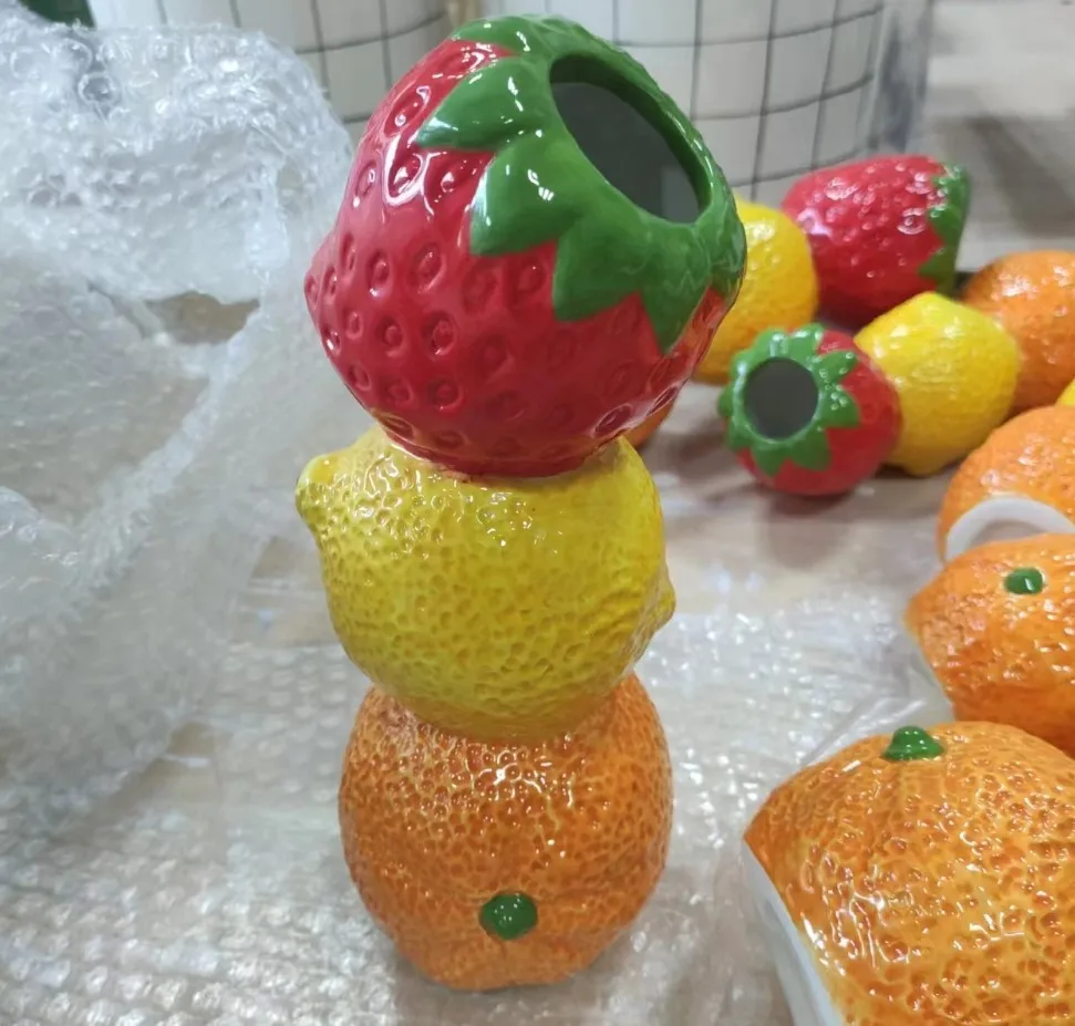 Manufacturer reasonable price supplier Ceramic candy vase large modern decorative funky flower vase floor  fruit design vases