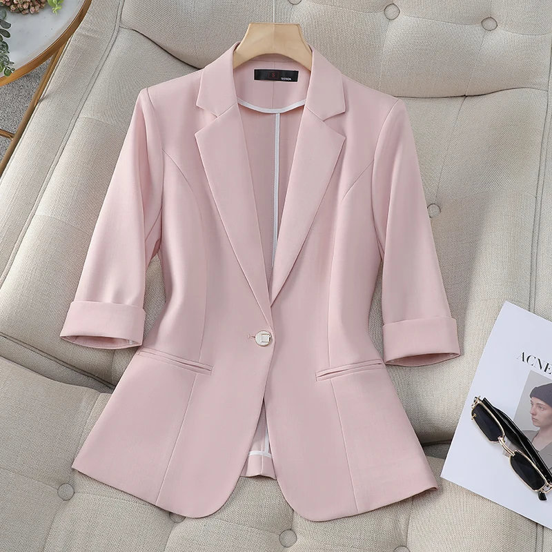 Work Elegant Peaked Lapel Jacket Design Brand Woman Blazer