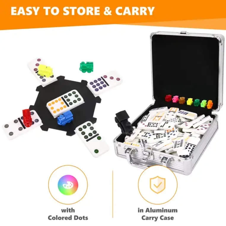 High Quality Educational Toys Games Domino Set with aluminum case