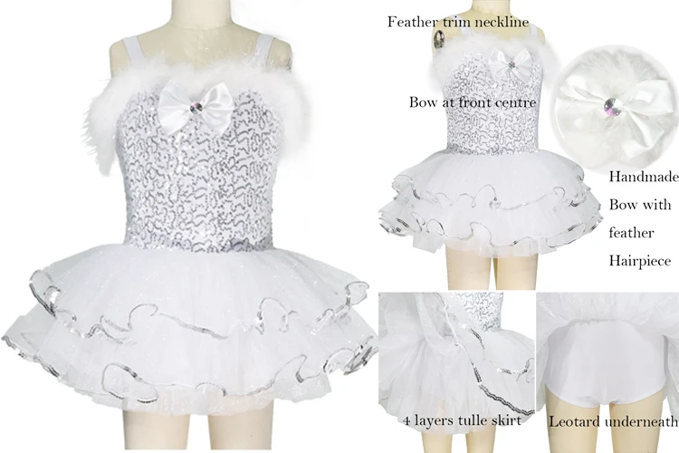 MiDee Factory Customization Costume Dresses Ballet Tutu White Snow Christmas Dance Costumes for Girls