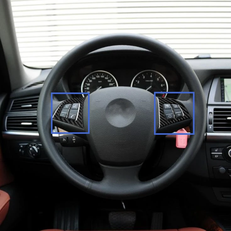 Carbon Fiber Car Styling Steering Wheel Button Cover Sticker For BMW E70 2008-2013 X5 interior Trim Accessories