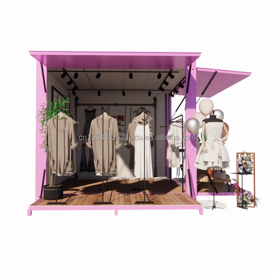 Prefabricated 10ft pop-up expansion display cabinet Container clothing store