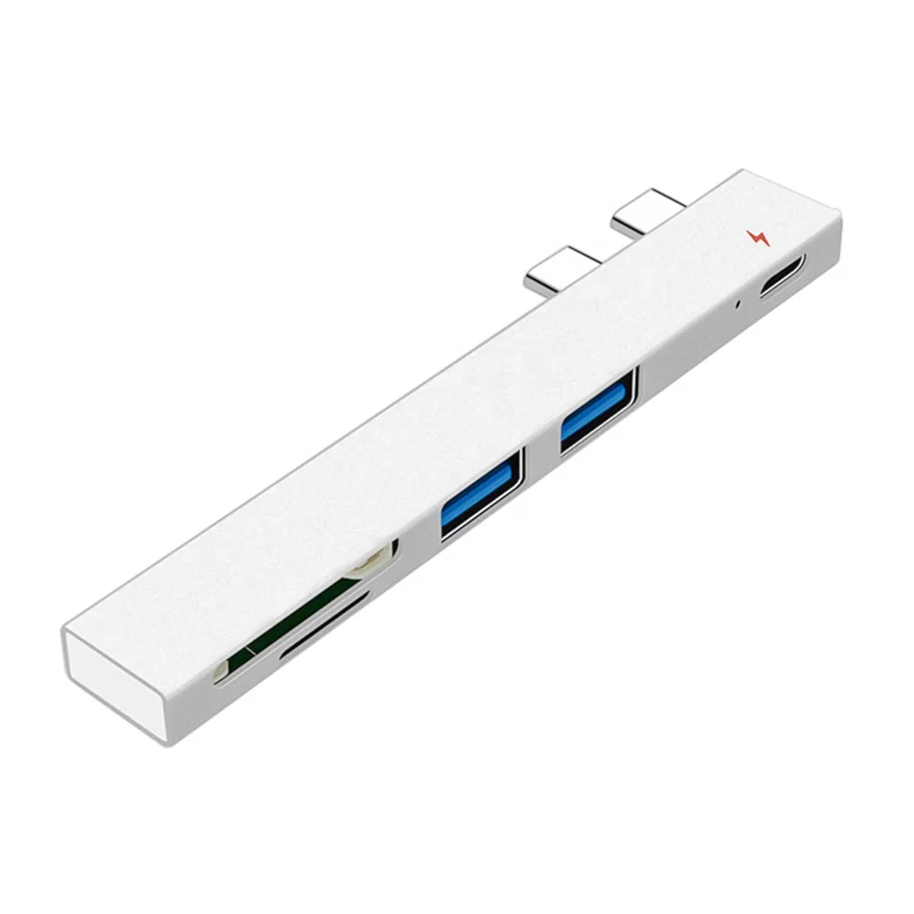 Doonjiey Dual Type C Adapter Dock with USB mobile charger hub SD/TF Slot For PC for Macbook Pro 13 15 Air Mi
