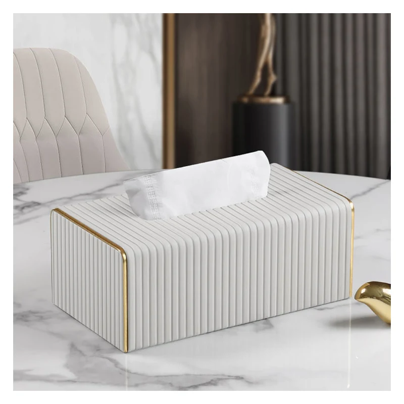 MAVOBO 2022 New Arrival Elegant Tissue Box Home Bedroom Use Italy Stripe Paper Tissue Box Custom Logo Tissue Paper Box Cover