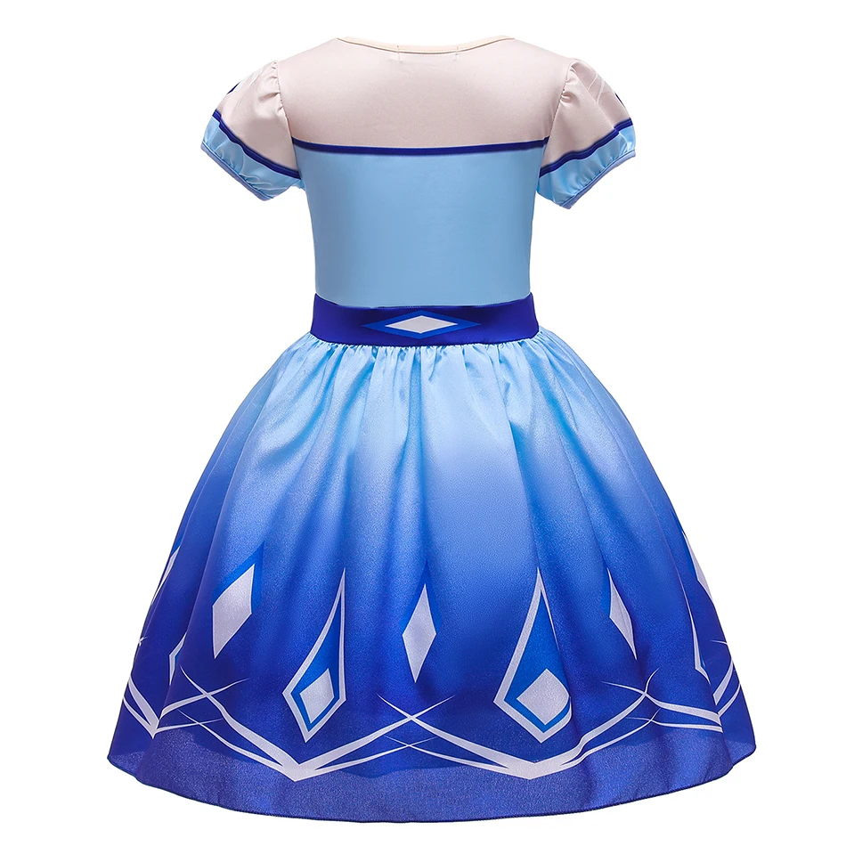 3D Printing Girls Elsa Purple Blue Dress Fancy Princess Party Supplies Costume Kids Role Play Snow Queen Halloween Disguise Gown