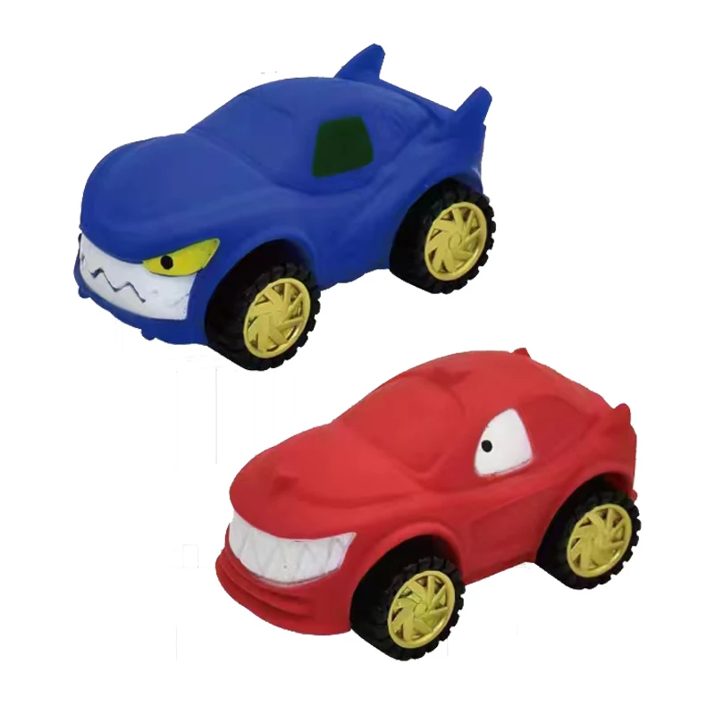 QS New Design Kids Cartoon Soft Glue Friction Car Toys 2 Style Packing Fidget Animal Shape Stretch Dcompression Vehicle Toys