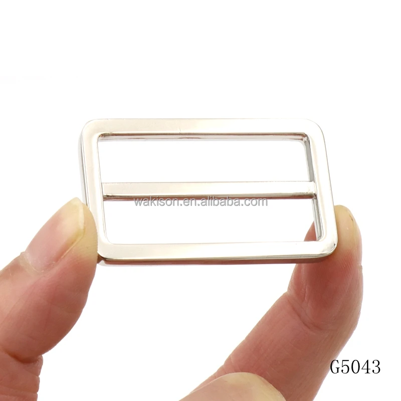 Good Quality bag hardware manufacturer blank flat square adjuster buckle 38mm metal sliding bar buckle