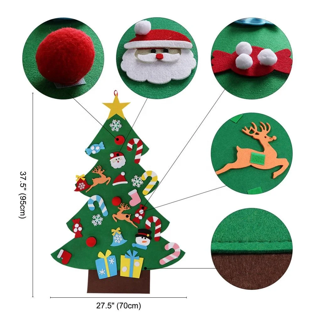 New Year Kid Toy Xmas Gifts Wall Christmas Decoration DIY Felt Christmas Tree With 26PCS Ornament