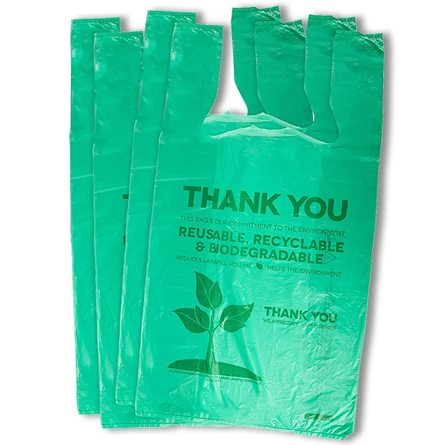 cornstarch made custom logo printed biodegradable plastic shopping bags wholesale