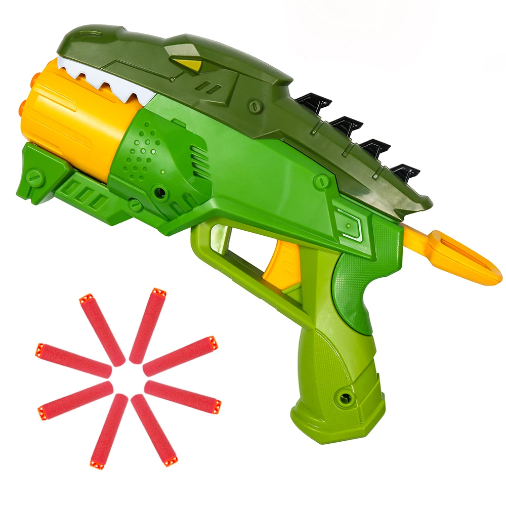 Toys Gun Dinosaur Foam Blasters Guns Shooting Game with 6 Bullets Darts Christmas Birthday Gifts for Boys