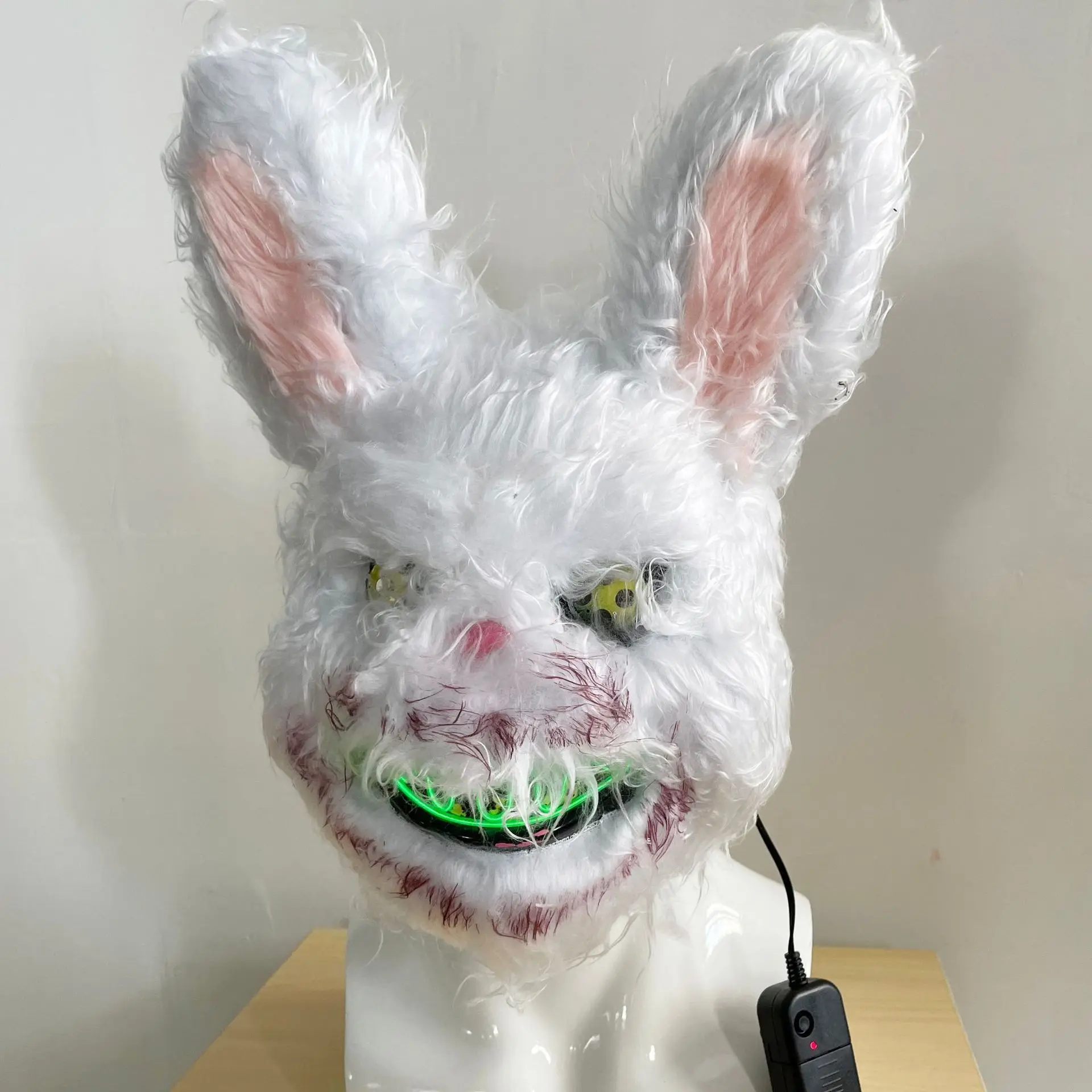Halloween Party Bloody Head Cover Rabbit Bear Cosplay Glowing Mask Halloween Carnival Headgear Props Handmade Party Dance Horror