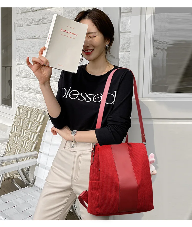 Fashion Backpack 2022 Newest Korean Luxury Corduroy High Quality Purse Custom School Backpacks For Ladies Women