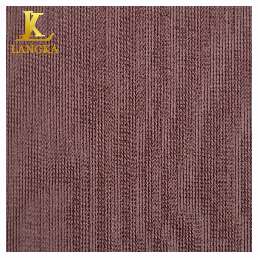 Langka custom elastane 92% bamboo fiber 8% spandex 2*2 rib knit fabric for pajamas sleepwear
