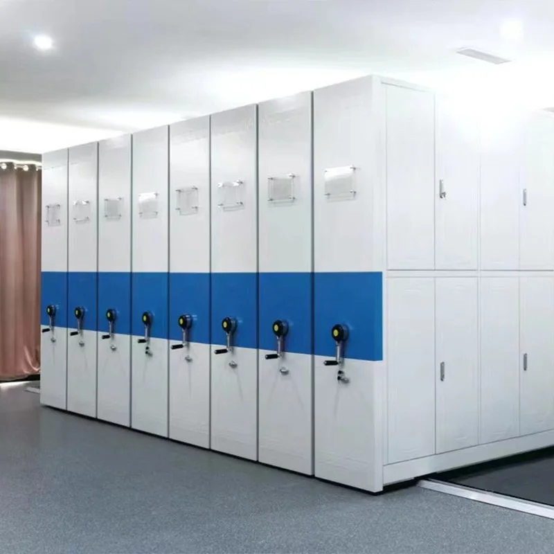 Modern Compact Metal Mobile File Rack Adjustable Movable Shelving Office Library Book Storage Stylish Steel Furniture School Use