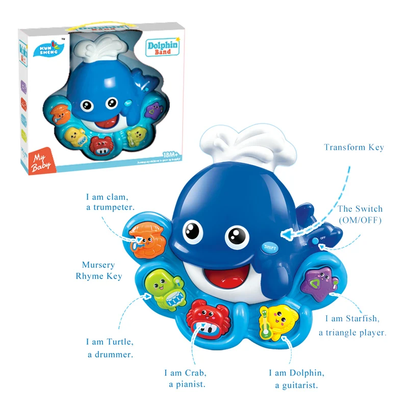 2020 hot selling happy  dolphin plastic piano keyboard learning toy for kids