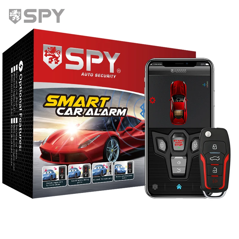 SPY Ready to ship anti-theft remote control sensor car alarms shock and immobilizer keyless entry system