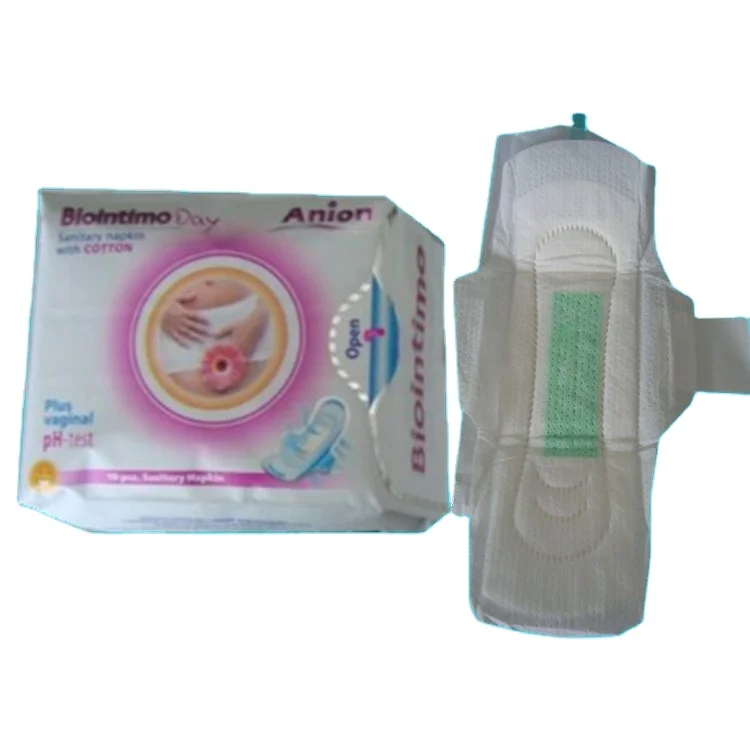 Оптовая продажа двойные крылья Чистый хлопок для ежедневного использования анион гигиеническая прокладка