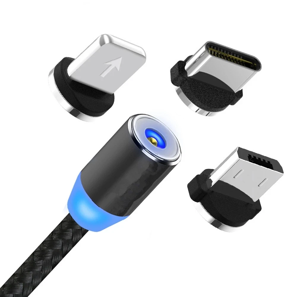 
360 Degree magnet Connection for charger LED Magnetic Charger usb Cable for Samsung cabo usb for iphone 