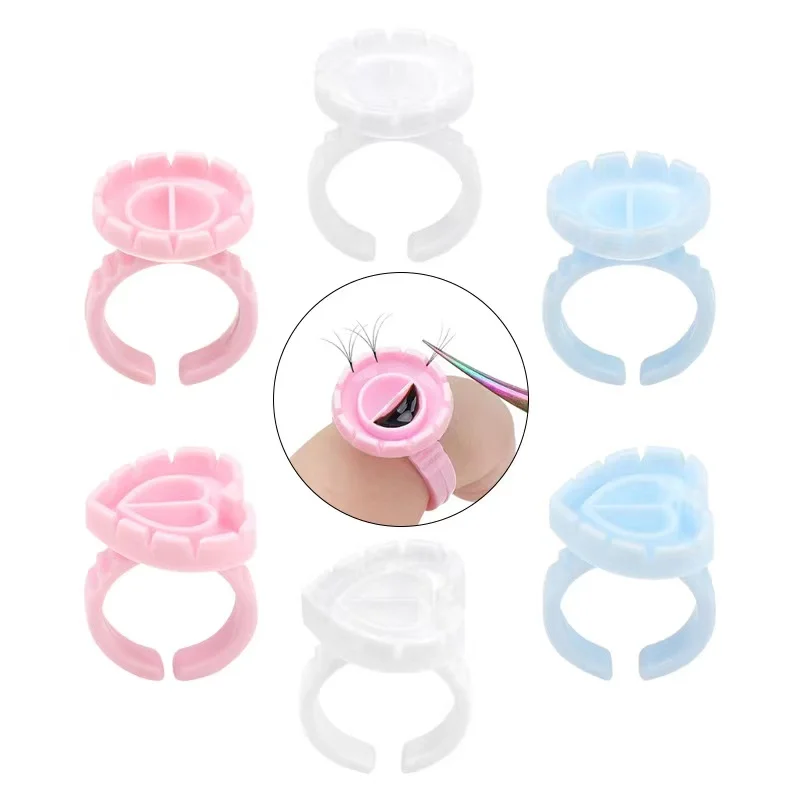Colorful Disposable Flower Shape Individual Lashes Easy Fanning Glue ring LashExtension Adhesive Holder Grafting Bloom Cup