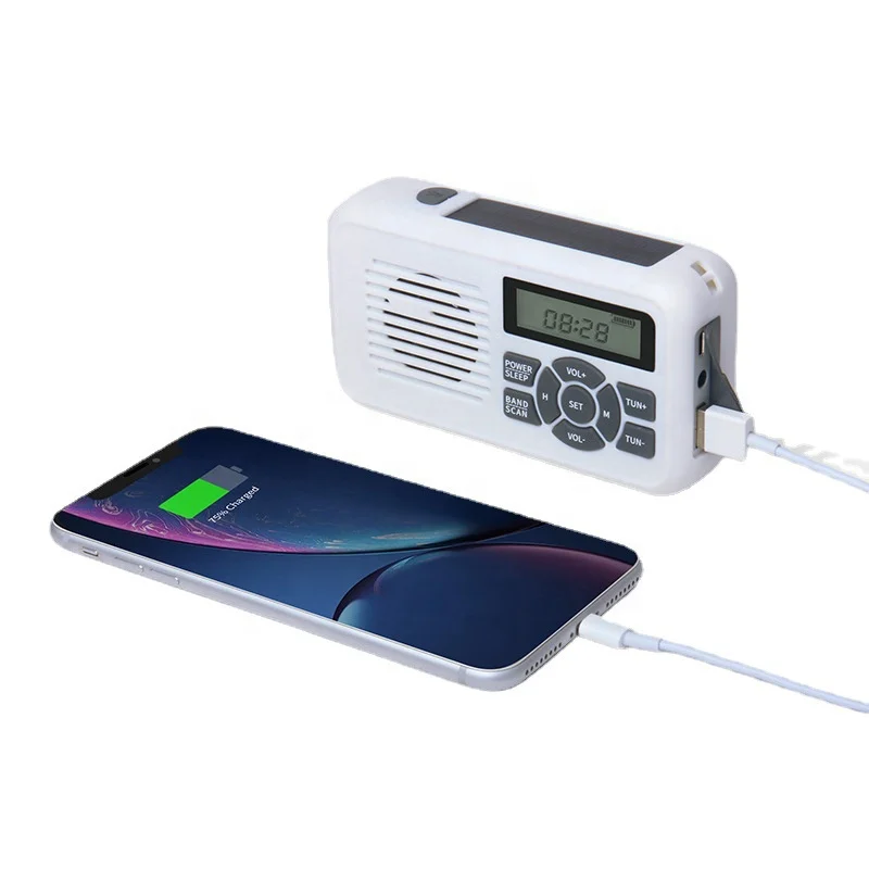 Vofull SOS фонарик радио 2000mhA телефон зарядки часы аварийный FM портативный солнечный с ручным управлением