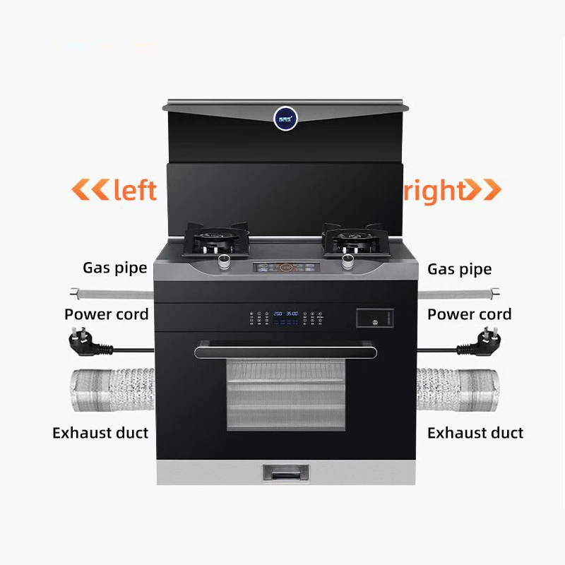 High quality Micro steaming and baking machine with range hood and stove stainless steel 2burners for kitchen