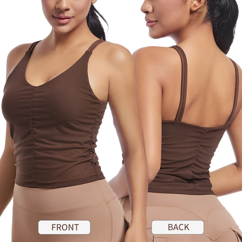 7075 Women Sexy Thin Strap Golf Tank Top V Neck Summer Fitness Tennis Gym Activewear