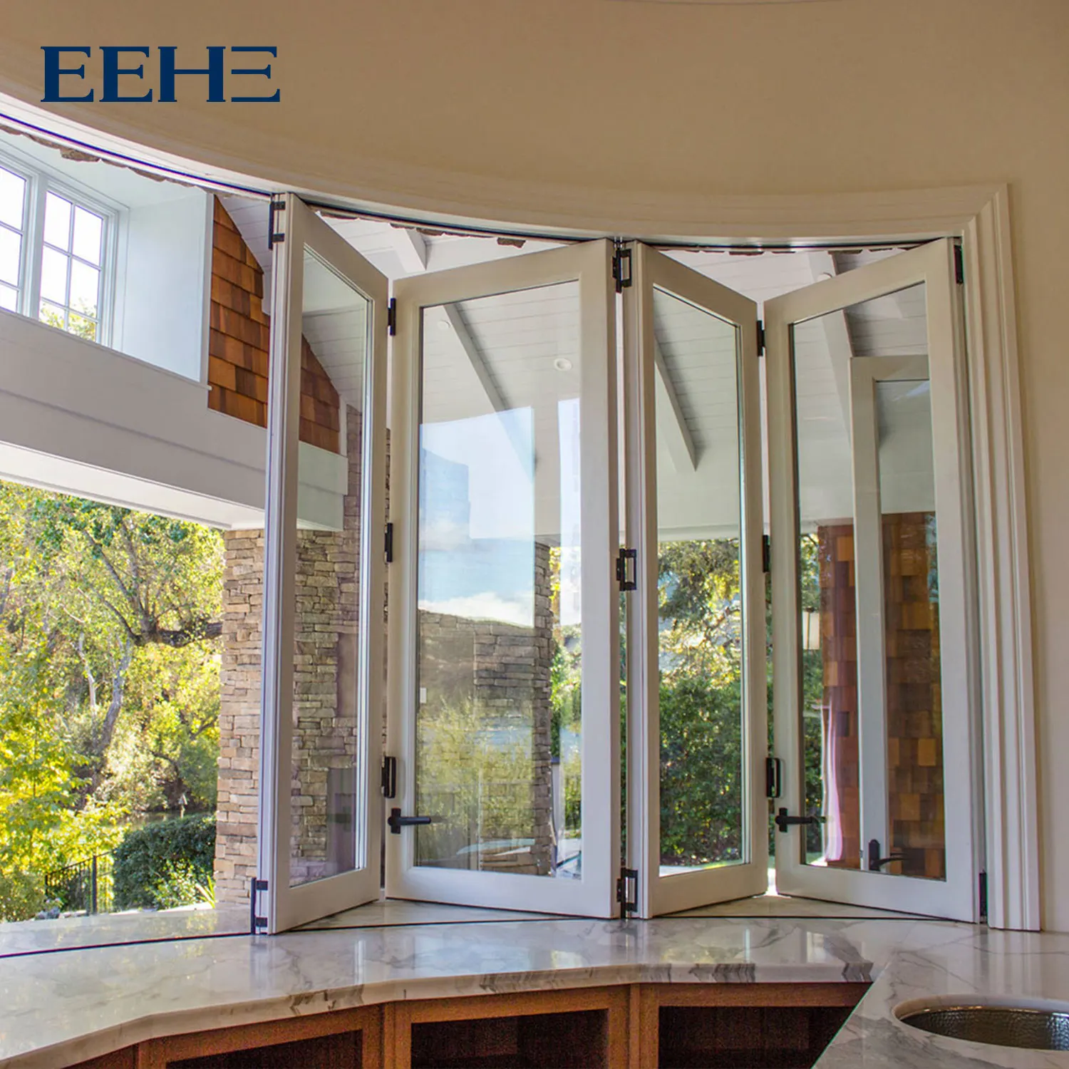 Hot Sale Sound proof burglar proof bifold windows automatic vertical lift up Manufacturing Aluminum House Folding Windows