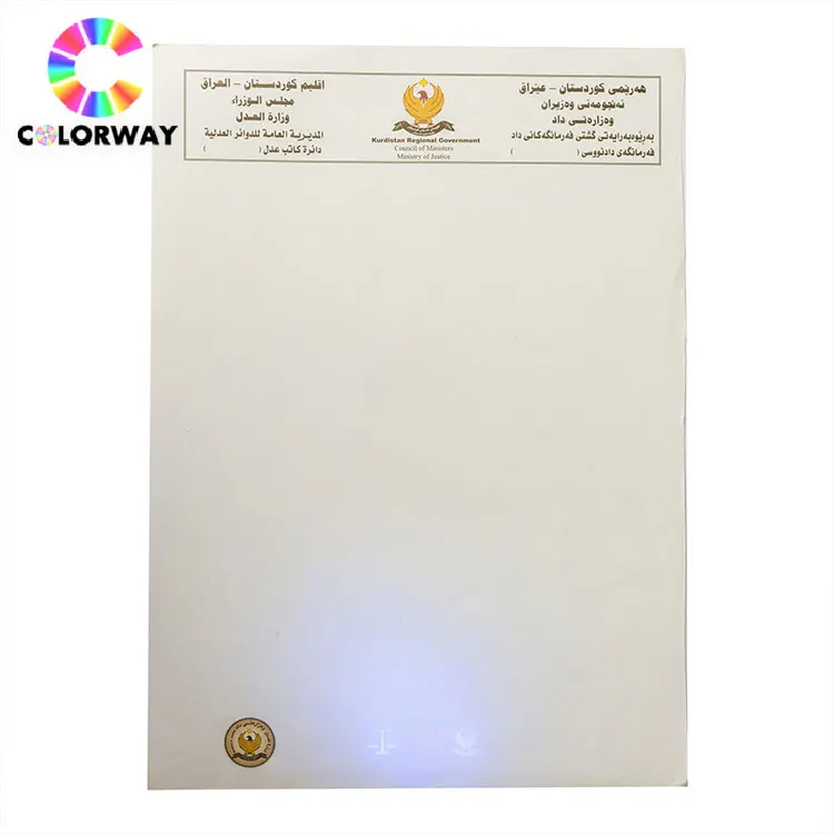 Watermark uv visible invisible fiber bond paper hologram anti-counterfeiting certificate document security ticket paper printing