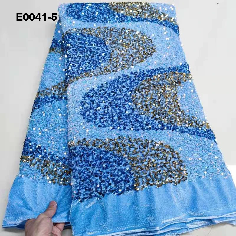 5 Yards One Piece Nigerian Women African French Sequins Lace Fabric For Dress Pink Embroidery Net Lace Fabrics