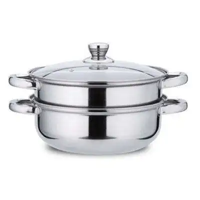Stainless steel steamer three-layer pot soup pot double bottom gas induction cooker with steam grid cooking pot with cover