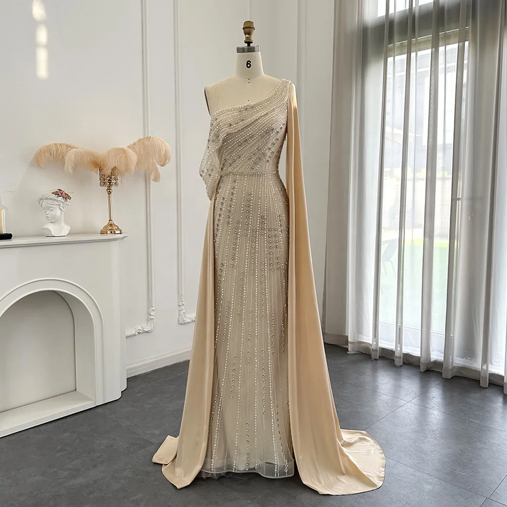 Jancember LSCZ95 Fashion Asymmetrical One Shoulder Beading Organza Party Evening Dress