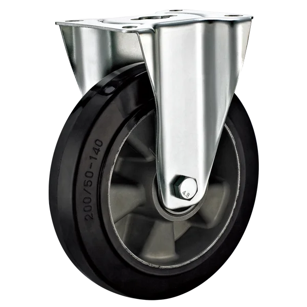 Heavy duty Top Plate Fixed Caster with Aluminium Core Rubber Wheel