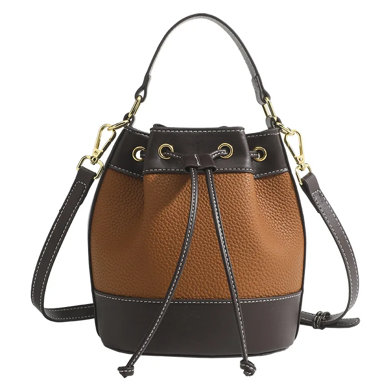 2024 Custom Drawstring Vegan Leather Bucket Bags Handbags For Fashion Women