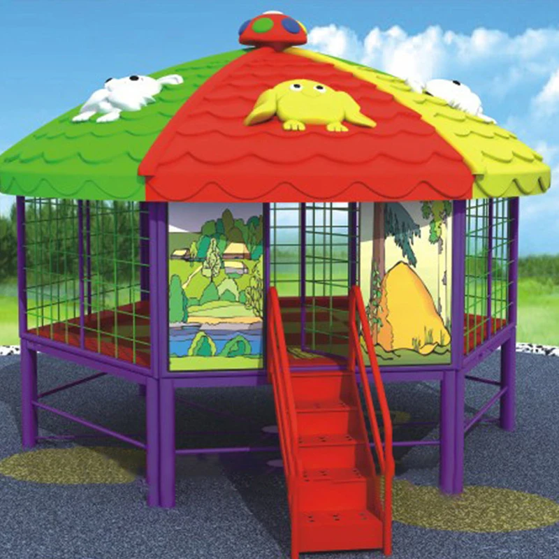 
Children Outdoor Small Trampoline in Backyard 