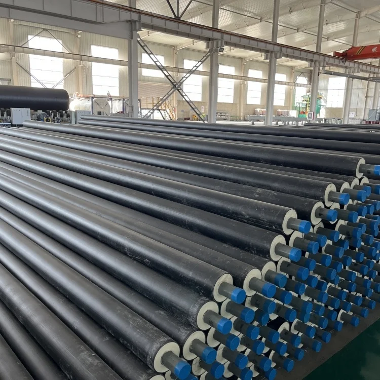 small diameter underground black hdpe protective polyurethane foam insulation material seamless steel pipe for district heating