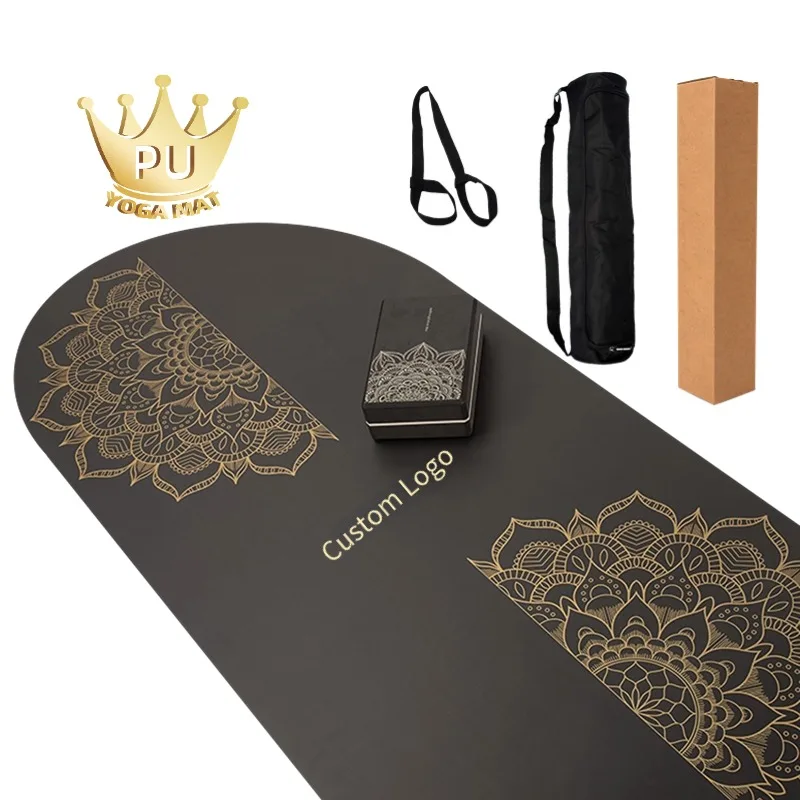 Arch Curva Black Circular Yoga Marble 6mm Design Round Edge Oval Curve Wave Travel Vegan Pilates Mat