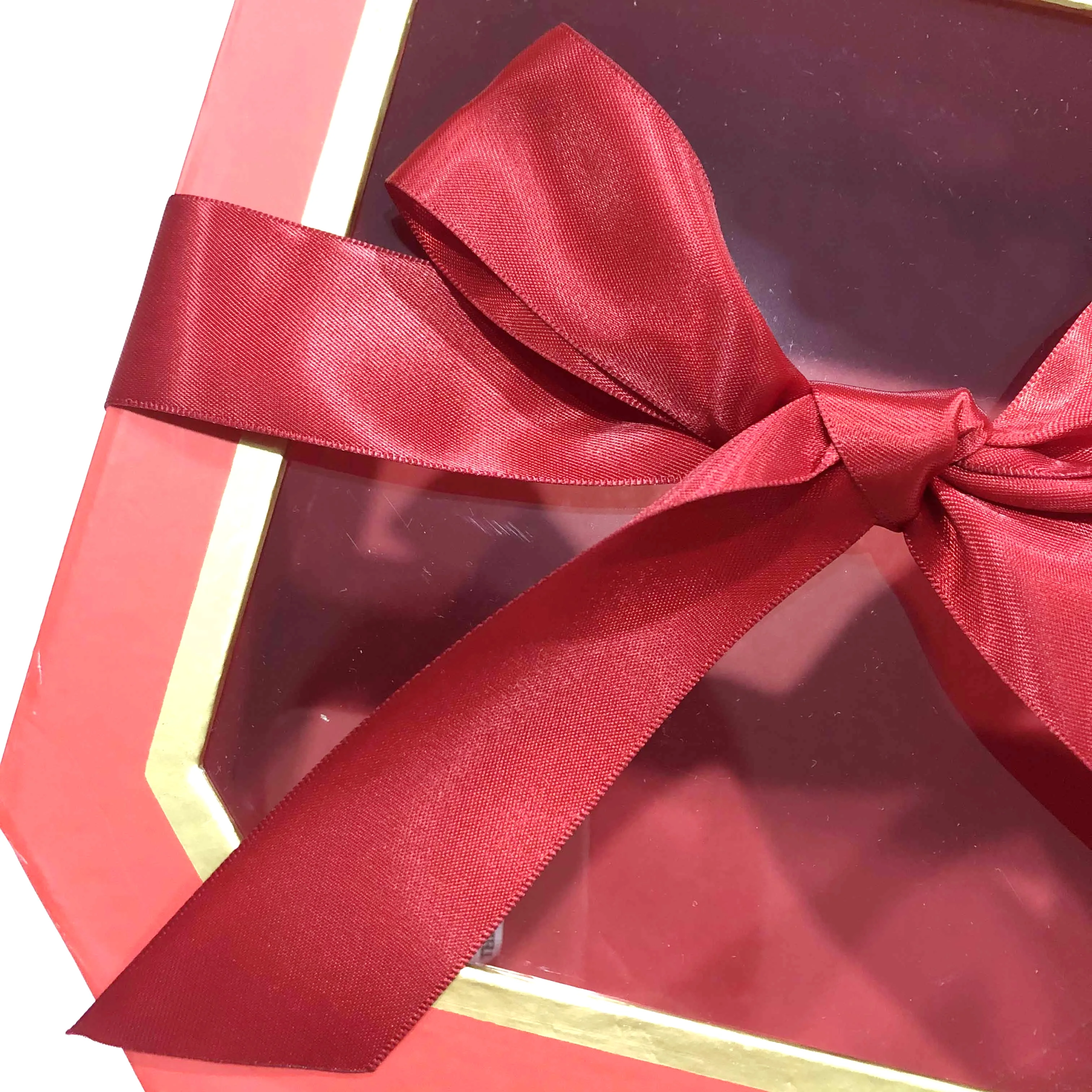 Printing gift paper boxes wholesale cardboard flower gift box customized with red color ribbon closure and window