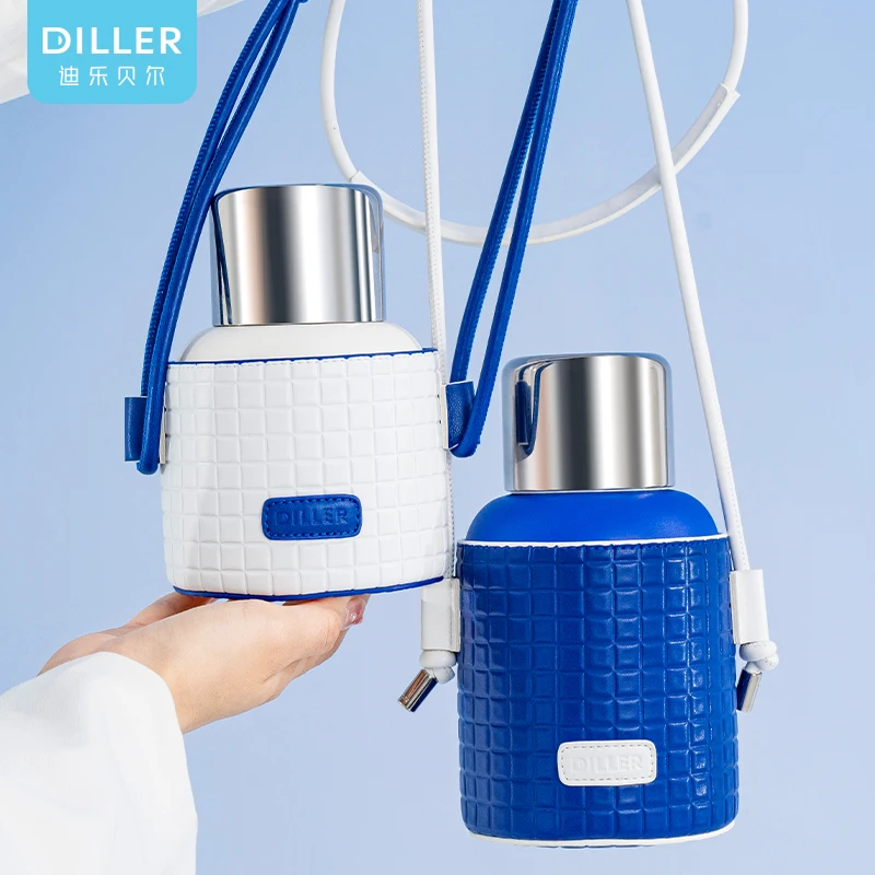 Large Capacity Thermal Flask Stainless Steel Bottle Luxury Potbelly Straw Thermo With Leather Cup Cover