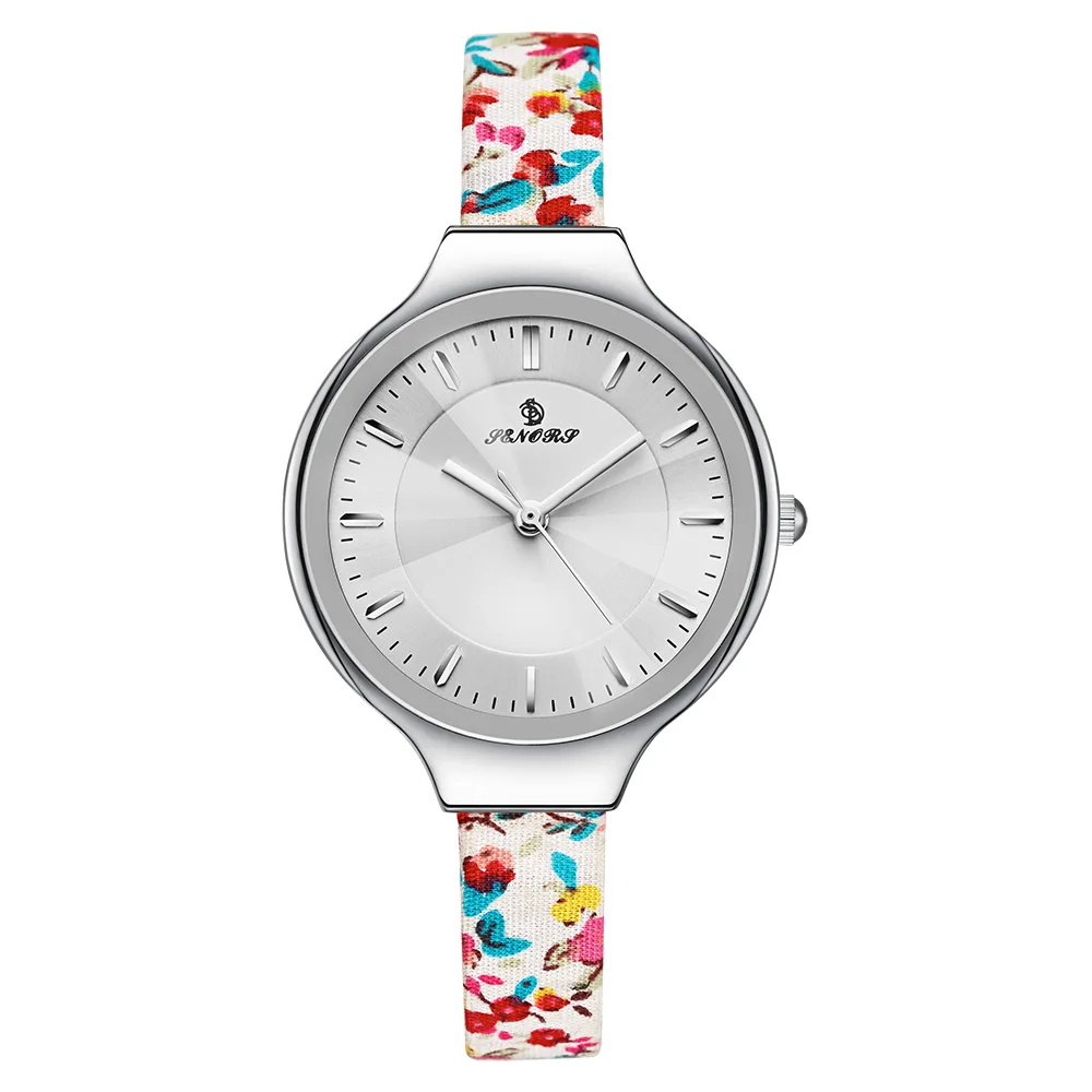 Custom Calico Leather Strap Quartz Women Wristwatches IP Plate Rose Gold Waterproof Ladies Watch