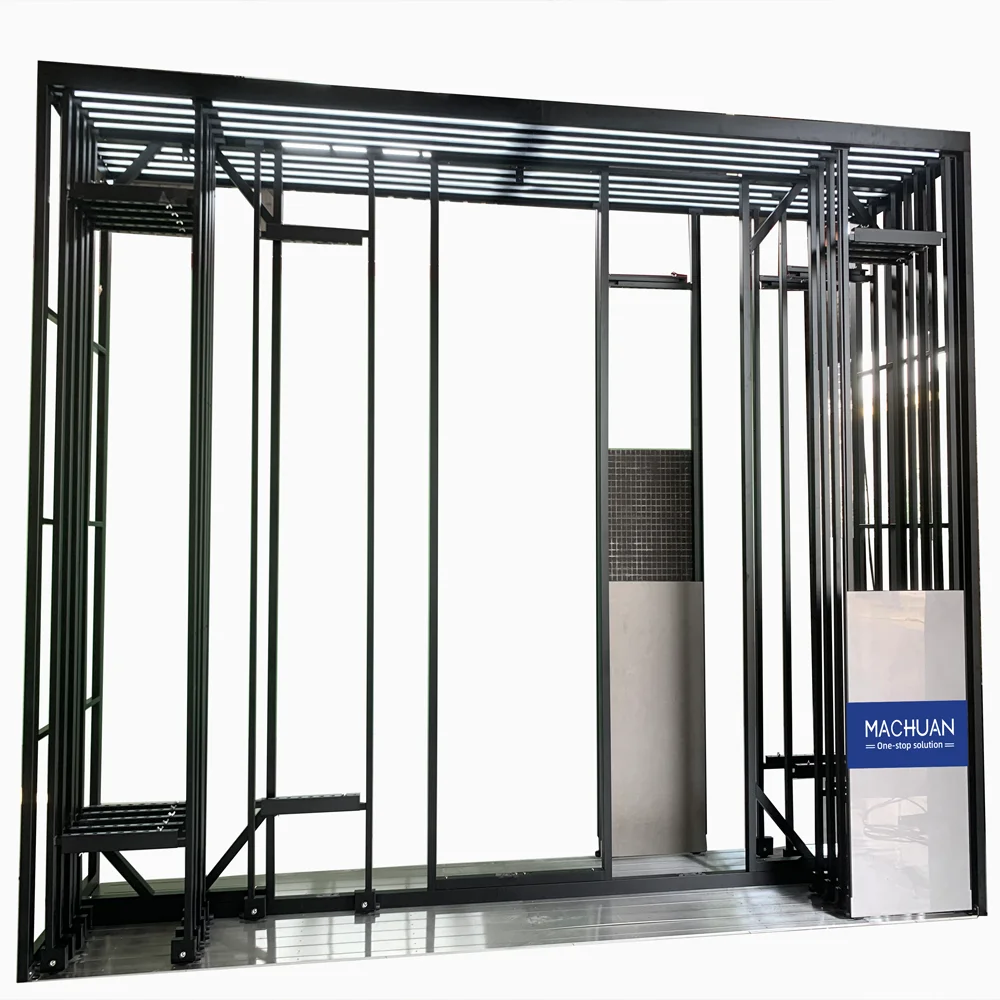 Customized Heavy Duty Metal Quartz Granite Marble Tile Sliding Push Pull Display Rack For Showroom