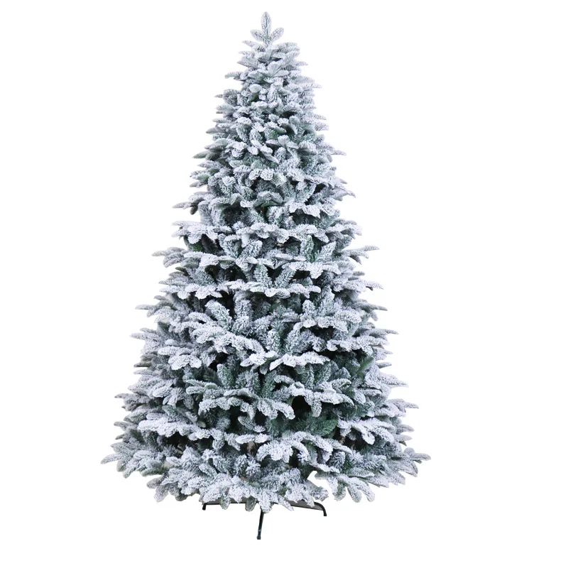 Hot Sale Snowflake Europe Trend Pure PE+PVC Luxury Hinged Artificial PE Christmas Tree 90cm-400cm