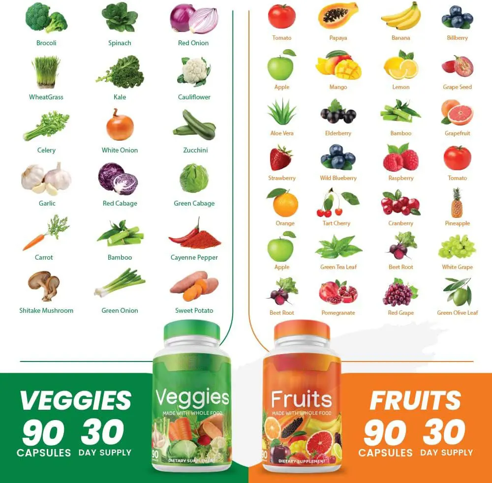 Private Label Nature Fruits and Veggies Supplements Dietary Nutritional Balance Fruits & Vegetables Capsules